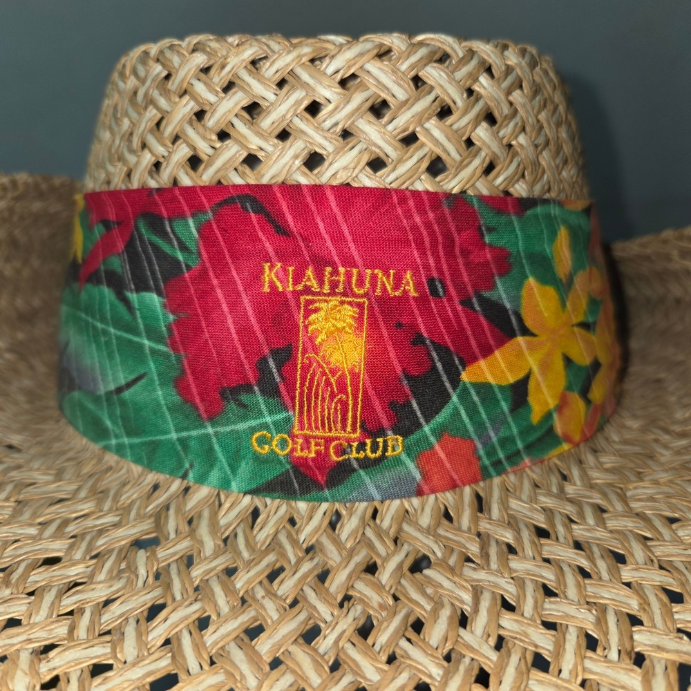 Imperial Headwear Straw Sun Hat Women OS Tan Floral Kiahuna Golf Club Cowboy Bow
